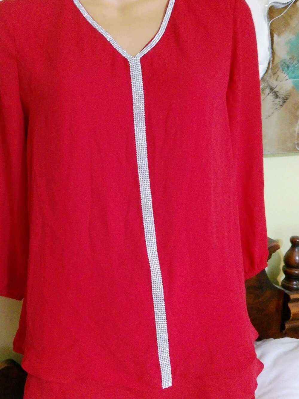 JM COLLECTION RED WITH JEWELS PS GREAT CONDITION